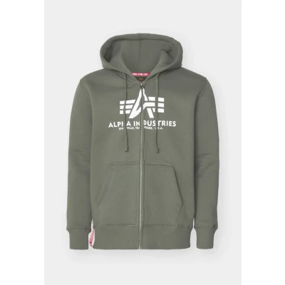 Image of Alpha Industries Basic ZIP Hoody Zipup sweatshirt, Men&#039;s, Size: Large, Dark olive