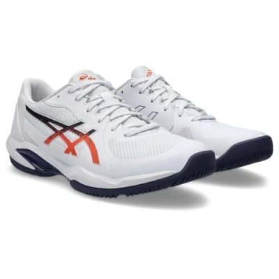 Image of Asics Solution Swift Multicourt tennis shoes, Men&#039;s, Size: 6.5, White nova orange shoes