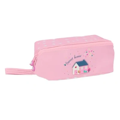 Image of Glowlab KIDS SWEET HOME Large Square Pencil Case, Children&#039;s Ideal for School Age Children, Comfortable and Versatile, Quality Resistance, 20 x 10 cm, pink, Estándar,