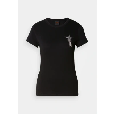 Image of BOSS Endora Print Tshirt, Women&#039;s, Size: XS, Black