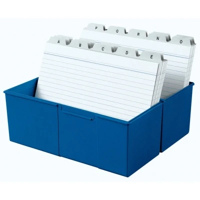 Image of HAN Index Card Box DIN A5 Landscape for 450 Cards with Steel Hinge Blue