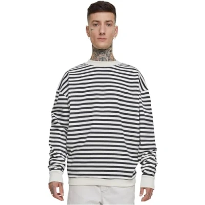 Image of Urban Classics Striped Crewneck Sweatshirt, Men&#039;s, Size: Large, Whitesand black
