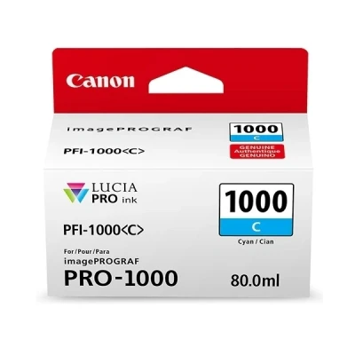 Image of Canon Ink Cartridge PFI 1000 C Cyan 80 ml Original for imagePROGRAF PRO