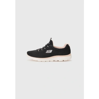 Image of Skechers Womens Summits Artistry Chic Sneaker, Black Mesh Light Pink Trim, 3 UK