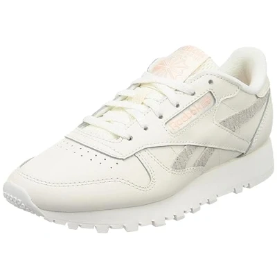 Image of Reebok Women&#039;s Classic Leather Sneaker, Chalk Possibly Pink F23 R, 6.5 UK