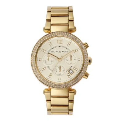 Image of Michael Kors Parker Chronograph watch goldcoloured, Women&#039;s, Size: One Size, Gold coloured