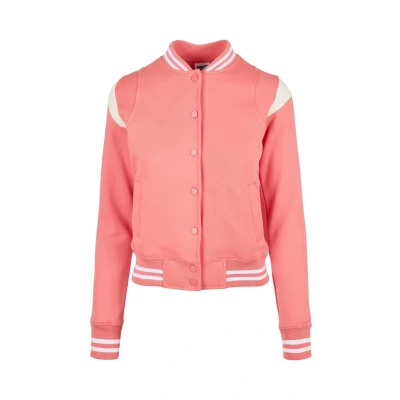Image of Urban Classics Ladies Inset College Jacket Zipup sweatshirt, Women&#039;s, Size: 5XL, Palepink/whitesand