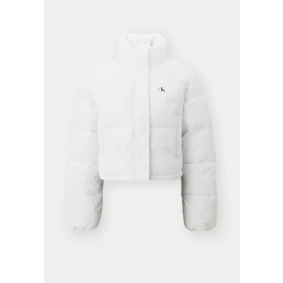 Image of Calvin Klein Jeans Matte Cropped Puffer Winter jacket, Women&#039;s, Size: XL, Bright white
