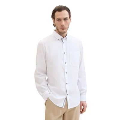 Image of TOM TAILOR Men&#039;s Shirt, 20000 White, M