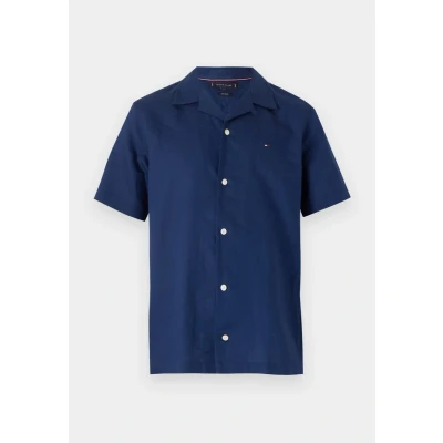 Image of Tommy Hilfiger Blend Solid Shirt, Men&#039;s, Size: Medium, Carbon navy