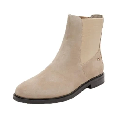 Image of Tommy Hilfiger FLAG LOW Chelsea Classic ankle boots, Women&#039;s, Size: 6, Beige Suede