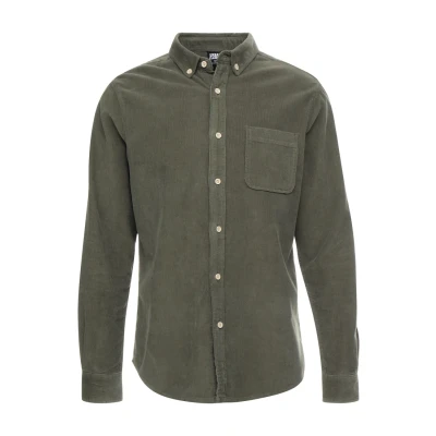 Image of Urban Classics Corduroy Shirt, Men&#039;s, Size: 3XL, Olive