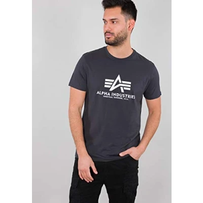 Image of Alpha Industries Men&#039;s Regular Fit Short Sleeve T Shirt, Iron Grey, L