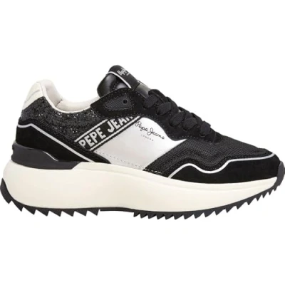 Image of Pepe Jeans KIMI LAND Trainers, Women&#039;s, Size: 5, Black Leather and textile