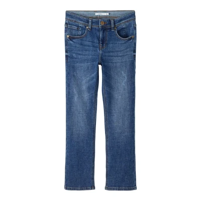 Image of Name it Nkmryan Straight leg jeans for kids, Size: 7y, Dark blue denim