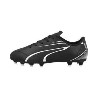 Image of Puma Vitoria FG/AG Unisex Moulded stud football boots for kids, Size: 13K, Black/white High quality imitation leather