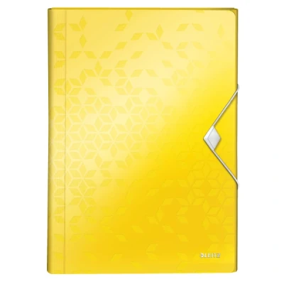 Image of Leitz A4 Expanding File with 6 Compartments, Elastic Band Fastener, Yellow, WOW Range, 45890016