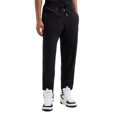 Image of Armani Exchange Men&#039;s Cotton Interlock Jogger with Vertical Logo Tape Sweatpants, Black, M