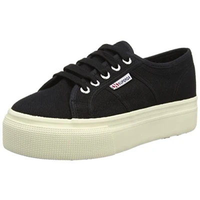 Image of Superga Platform Trainers, Size: 5, Full black Cotton