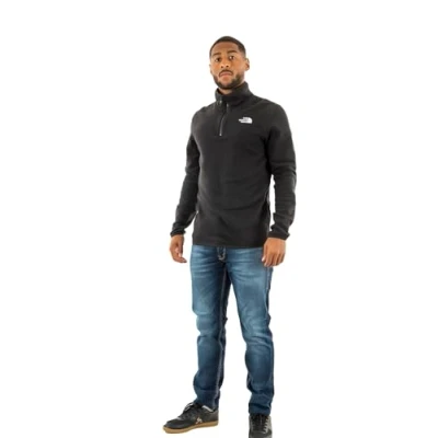 Image of The North Face Glacier 1/4 ZIP Fleece jumper, Men&#039;s, Size: Small, Black