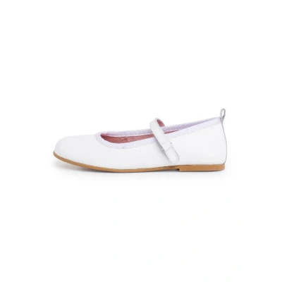 Image of Pisamonas TIRA Adherente FINA Ankle strap ballet pumps for kids, Size: 11K, Blanco Leather