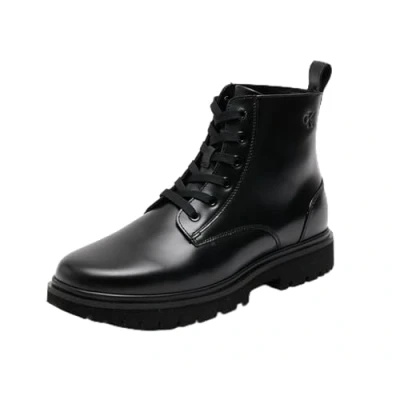 Image of Calvin Klein Jeans EVA BOOT MID Laceup Ankle boots, Women&#039;s, Size: 7, Triple black Leather