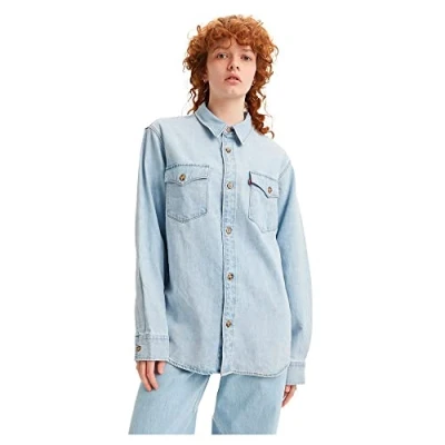 Image of Levi&#039;s Relaxed FIT Western Shirt, Men&#039;s, Size: XL, Light blue denim