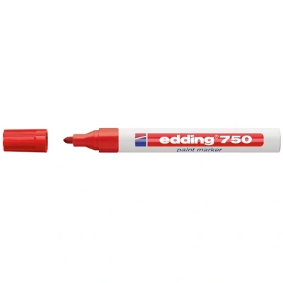 Image of edding 750 Paint Markers Red 10 Pens Bullet Tip 2 4 mm Pen for Marking and Labelling Metal, Glass, Stone or Plastic Heat Resistant, Permanent, Smudge proof Waterproof