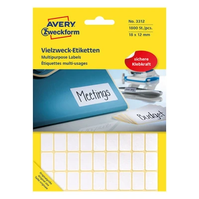 Image of Avery Zweckform 3312 Multipurpose Labels 18 x 12 mm Pack of 1800