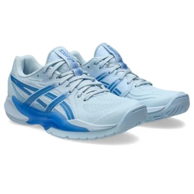 Image of Asics Powerbreak FF Handball shoes, Women&#039;s, Size: 4, Light blue/blue coast Imitation leather/ textile