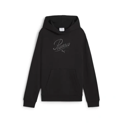 Image of Puma Essentials Script Youth Hoodie for kids, Size: 16y, Black