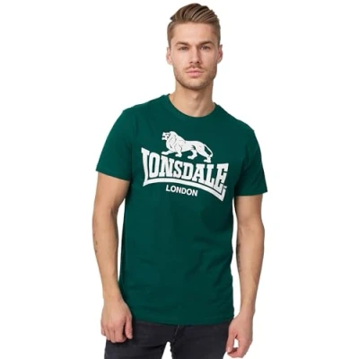 Image of Lonsdale Normale Passform LOGO Print Tshirt, Men&#039;s, Size: 3XL, Bottle green