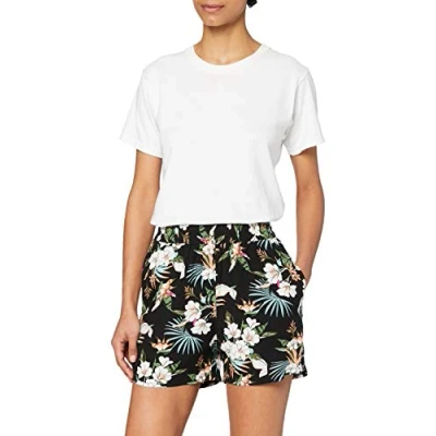 Image of Urban Classics AOP Resort Shorts, Women&#039;s, Size: 26, Black tropical