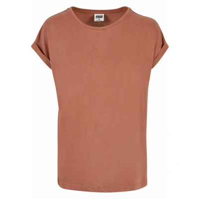 Image of Urban Classics Extended Shoulder Basic Tshirt, Women&#039;s, Size: XS, Terracotta