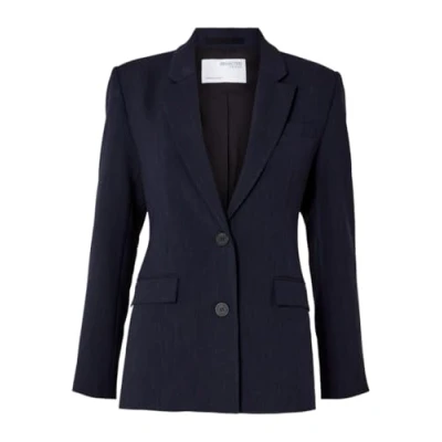 Image of SELECTED FEMME Women&#039;s Slfrita Ls Classic Blazer DSM Noos, Dark Sapphire/Detail: Melange, 8