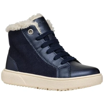 Image of Geox Theleven GIRL AB Laceup ankle boots for kids, Size: 9K, Dark navy Leather