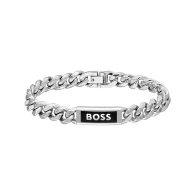 Image of BOSS Kassy Emblem Bracelet silvercoloured, Men&#039;s, Size: 19, Silver coloured