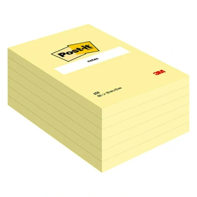 Image of Post it Large Notes, Canary Yellow, 101 mm x 152 mm, 100 Sheets/Pad, 6 Pads Self stick Notes For Note Taking, To Do Lists &amp; Reminders
