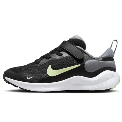 Image of Nike Performance Revolution 7 Unisex Competition running shoes for kids, Size: 11K, Black/barely volt/smoke grey/white Textile/synthetics
