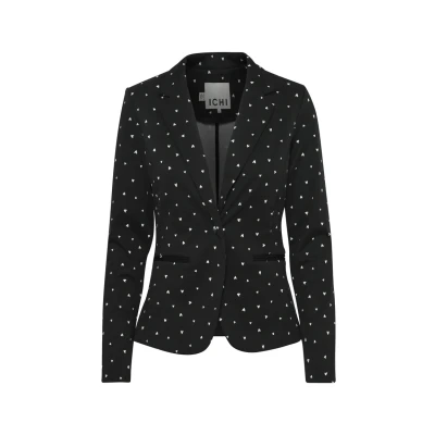 Image of ICHI Ihkate Blazer, Women&#039;s, Size: Medium, Black heart aop