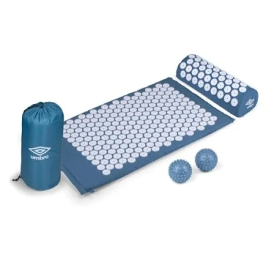 Image of Umbro Shakti Mat with Pillow Massage Nail Bed Acupressure Pain Relief Blue