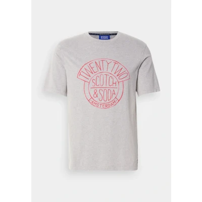 Image of Scotch &amp; Soda Men&#039;s Denim Artwork T Shirt, Grey Melange 030, XL