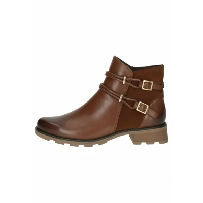 Image of CAPRICE Damen Chelsea Boots aus Leder mit Schnallen, Braun (Cognac Comb), 38 EU