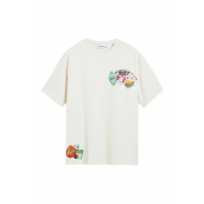 Image of Desigual Shortsleeve WITH Embroidery Print Tshirt, Men&#039;s, Size: XL, Beige