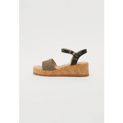 Image of TOM Tailor Wedge sandals blacknature, Women&#039;s, Size: 400, Black/nature shoes