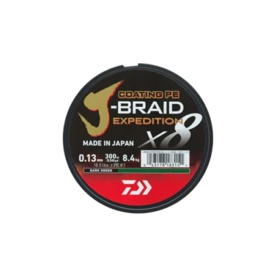 Image of Daiwa J Braid Expedition X8E Braided line Dark Green 0.06mm/5.2kg (300m) fishing