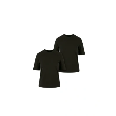 Image of Urban Classics Damen Ladies Classy TEE 2PACK Basic Tshirt, Women&#039;s, Size: XL, Black+black