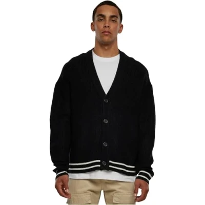 Image of Urban Classics Men&#039;s Sporty Boxy Cardigan Sweater, Black, S