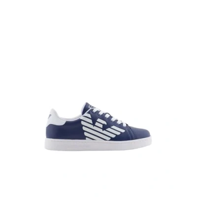 Image of EA7 Emporio Armani Unisex Trainers for kids, Size: 1.5, Medieval blue/white High quality imitation leather