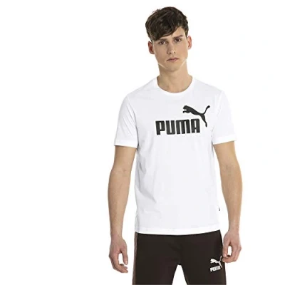 Image of Puma ESS Small LOGO TEE Basic Tshirt, Men&#039;s, Size: Large, white